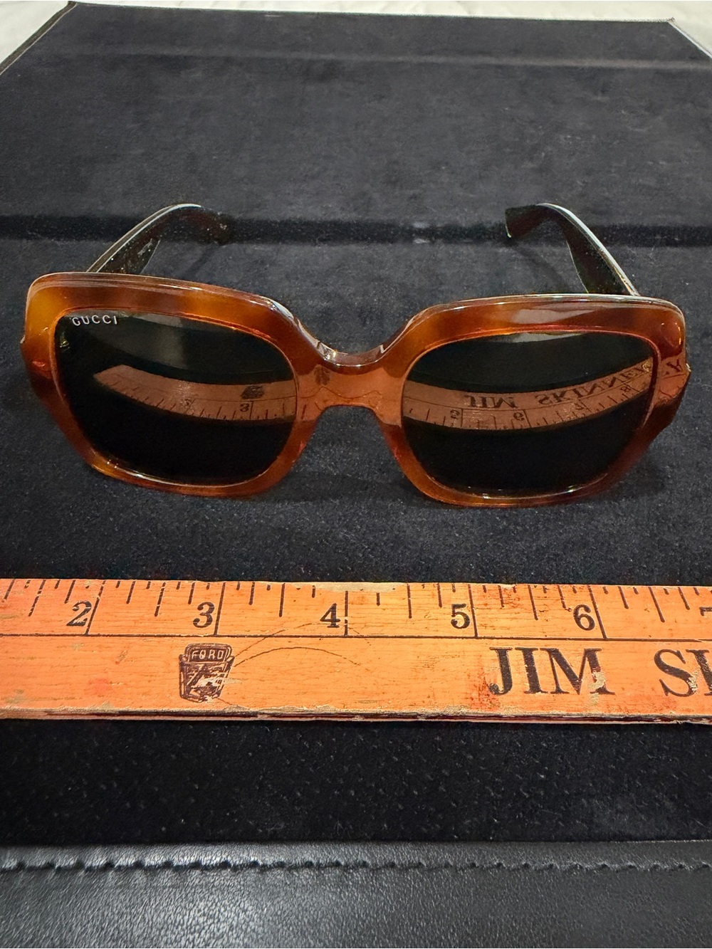 Gucci Tortoiseshell Square Sunglasses with Dark Brown Lenses